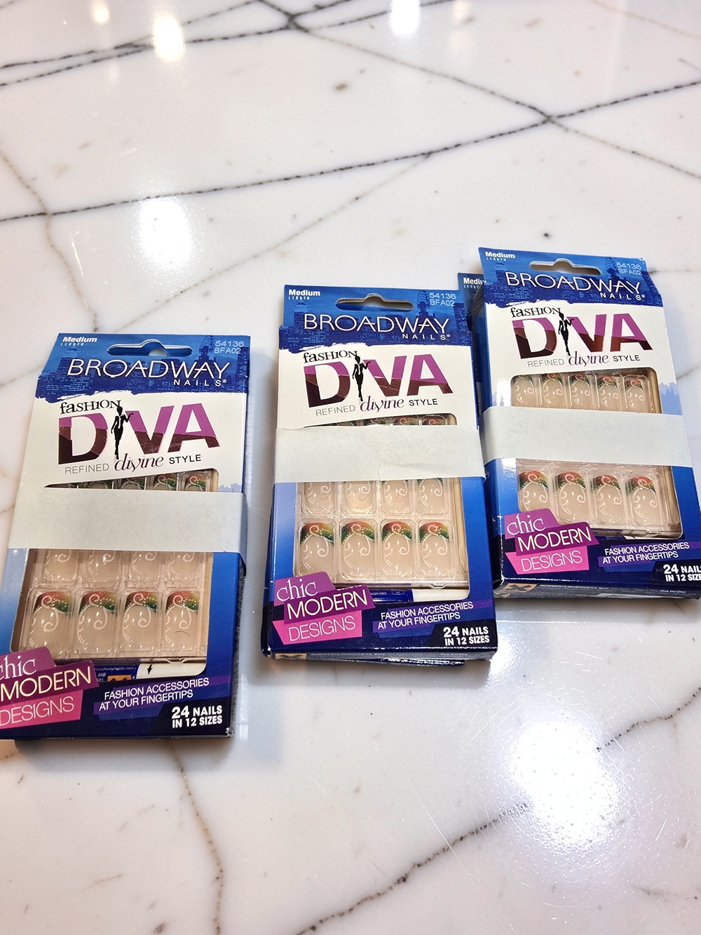Fashion DIVA Nude Floral Press-On Nail Set - 6 Packs